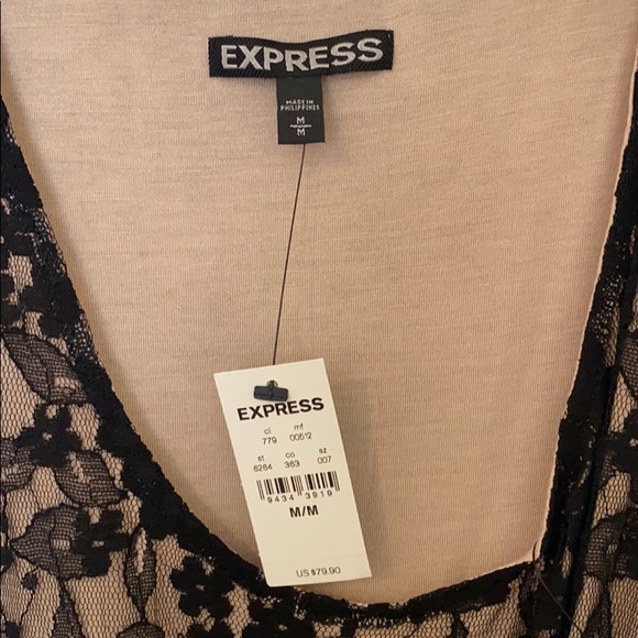 Express Sleeveless Dress - Tan/Black Floral Lace - Picture 3 of 5